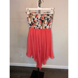 Floral Strapless High-Low Dress – Fashion Magazine – Size S